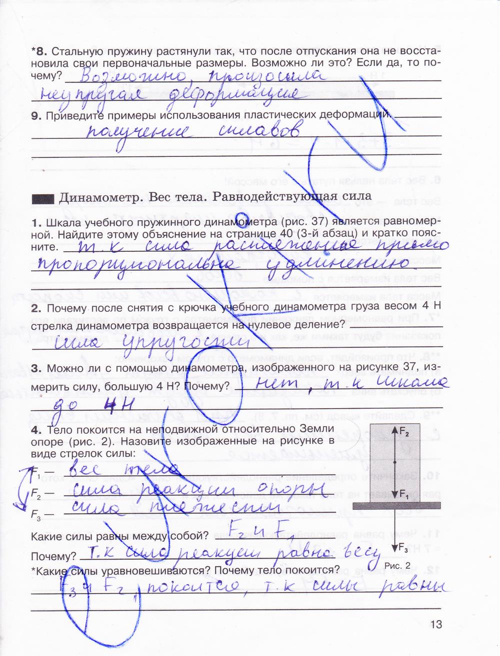гдз 7 класс рабочая тетрадь страница 13 физика Мартынова, Бовин, Коротаев