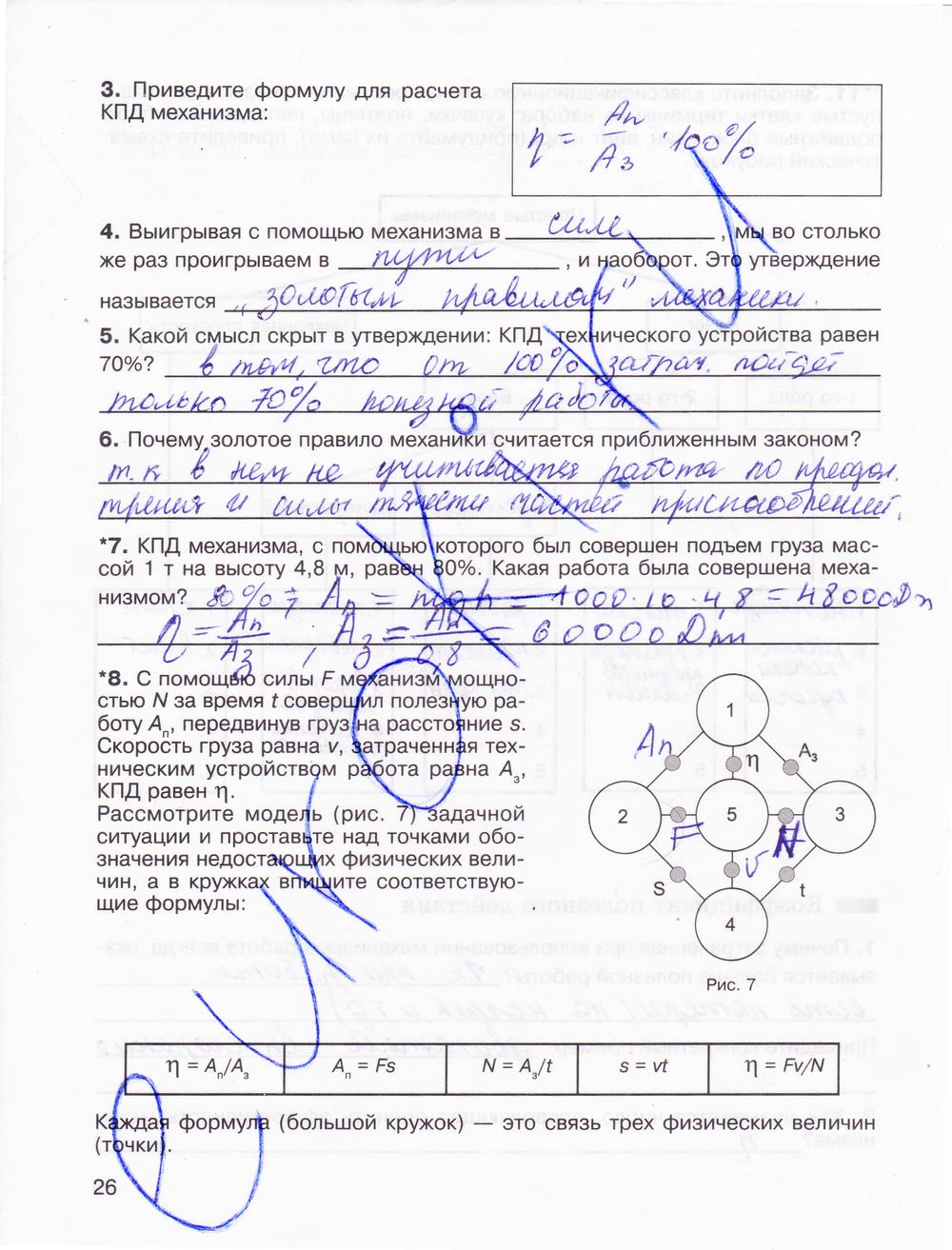 гдз 7 класс рабочая тетрадь страница 26 физика Мартынова, Бовин, Коротаев
