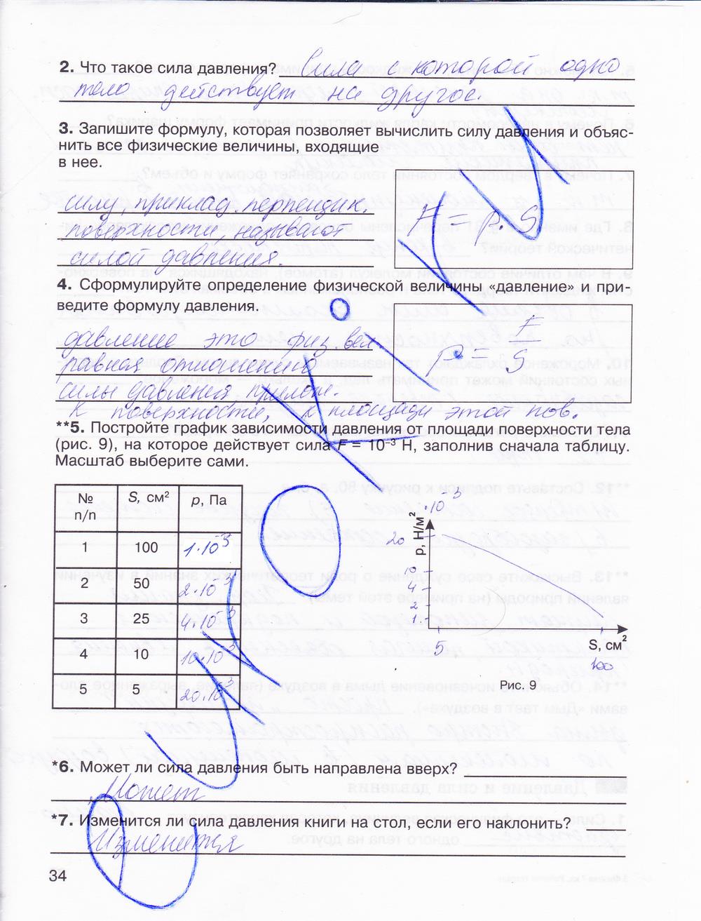 гдз 7 класс рабочая тетрадь страница 34 физика Мартынова, Бовин, Коротаев