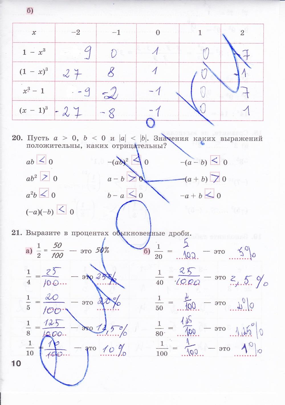 гдз 7 класс рабочая тетрадь страница 10 алгебра Минаева, Рослова