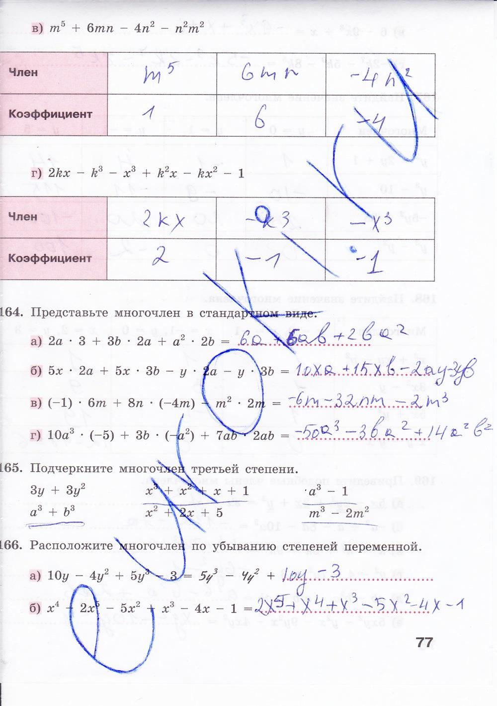 гдз 7 класс рабочая тетрадь страница 77 алгебра Минаева, Рослова