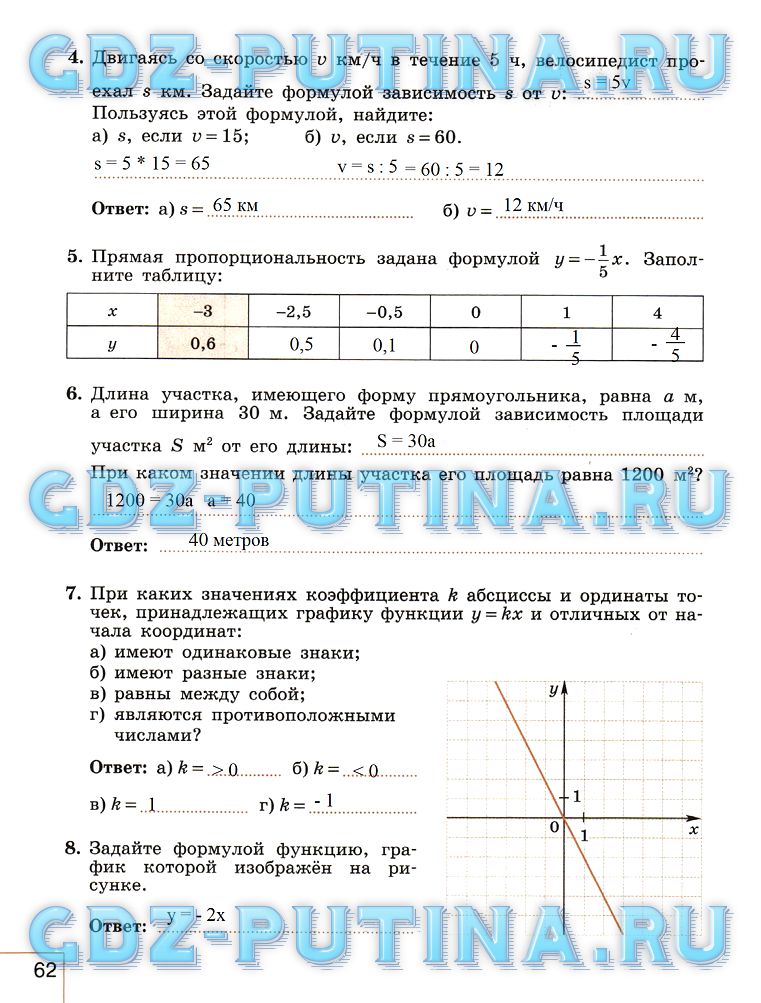 гдз 7 класс рабочая тетрадь часть 1 страница 62 алгебра Миндюк, Шлыкова