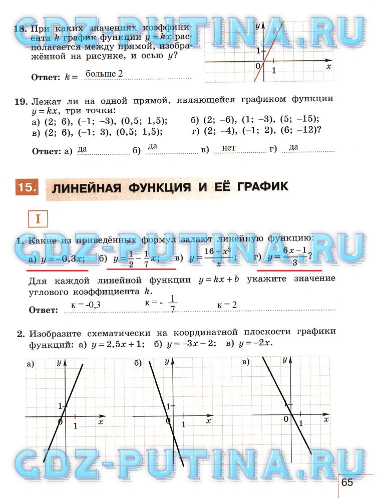 гдз 7 класс рабочая тетрадь часть 1 страница 65 алгебра Миндюк, Шлыкова
