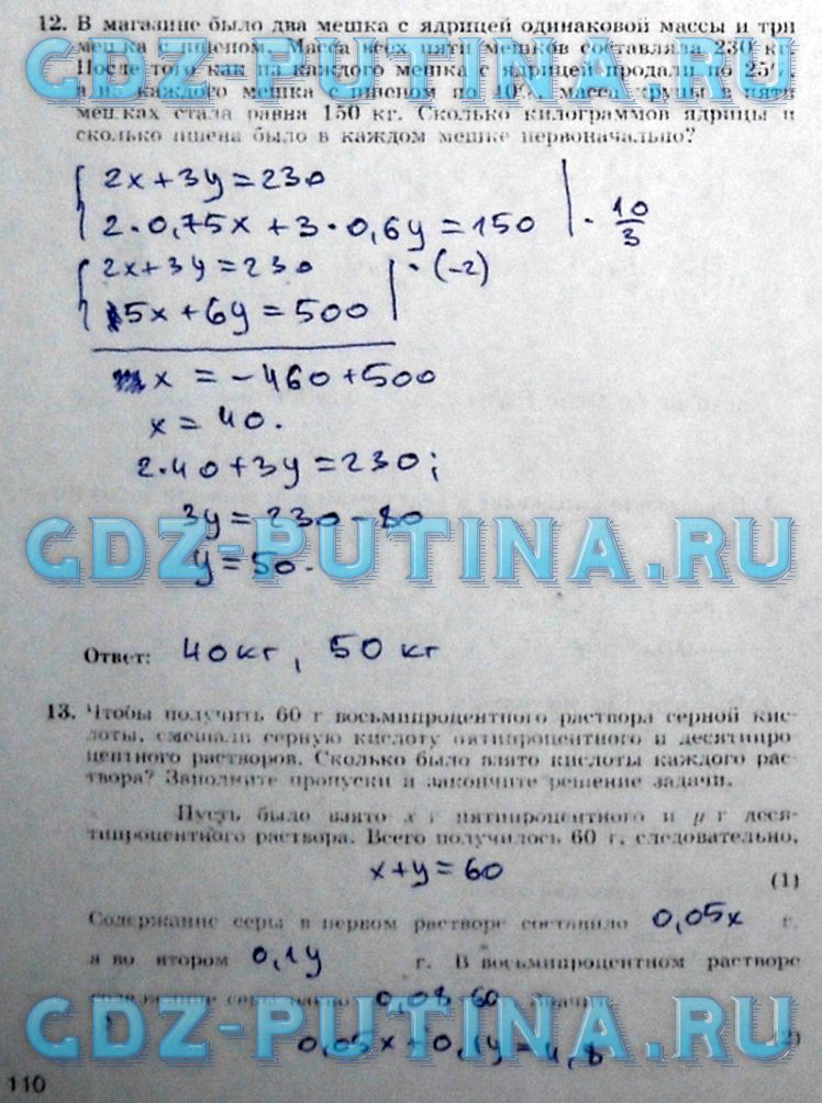 гдз 7 класс рабочая тетрадь часть 2 страница 110 алгебра Миндюк, Шлыкова