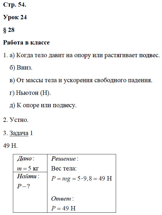 гдз 7 класс рабочая тетрадь страница 54 физика Минькова, Иванова