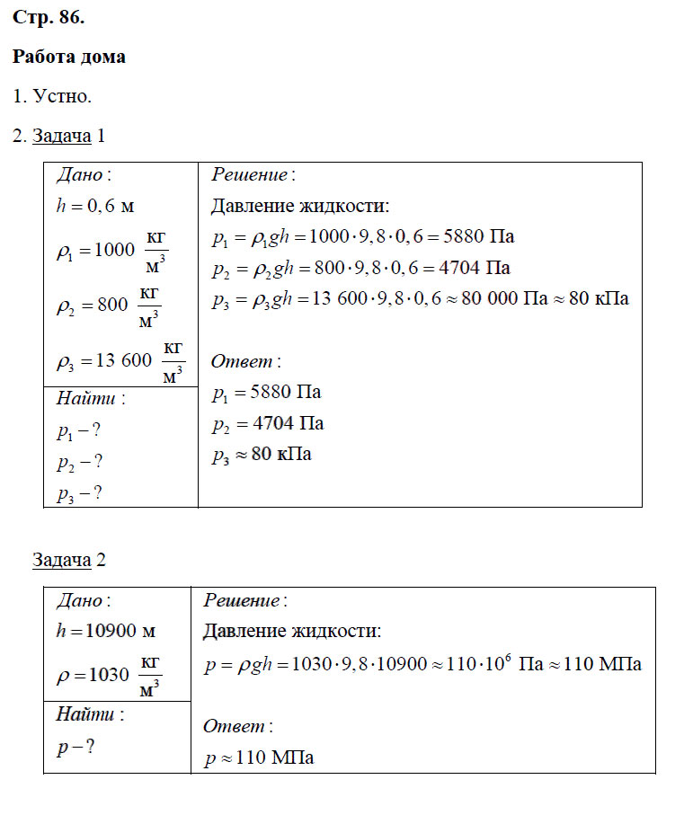 гдз 7 класс рабочая тетрадь страница 86 физика Минькова, Иванова