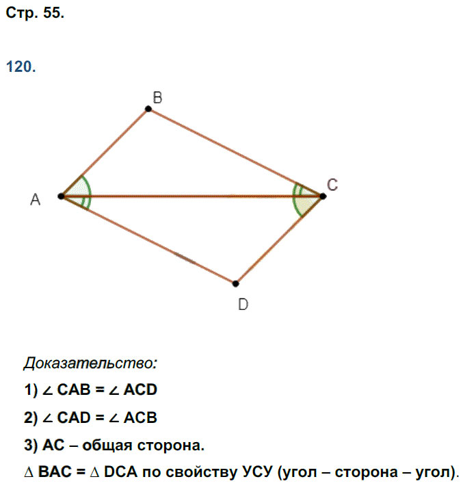 гдз 7 класс рабочая тетрадь страница 55 геометрия Мищенко к учебнику Атанасяна