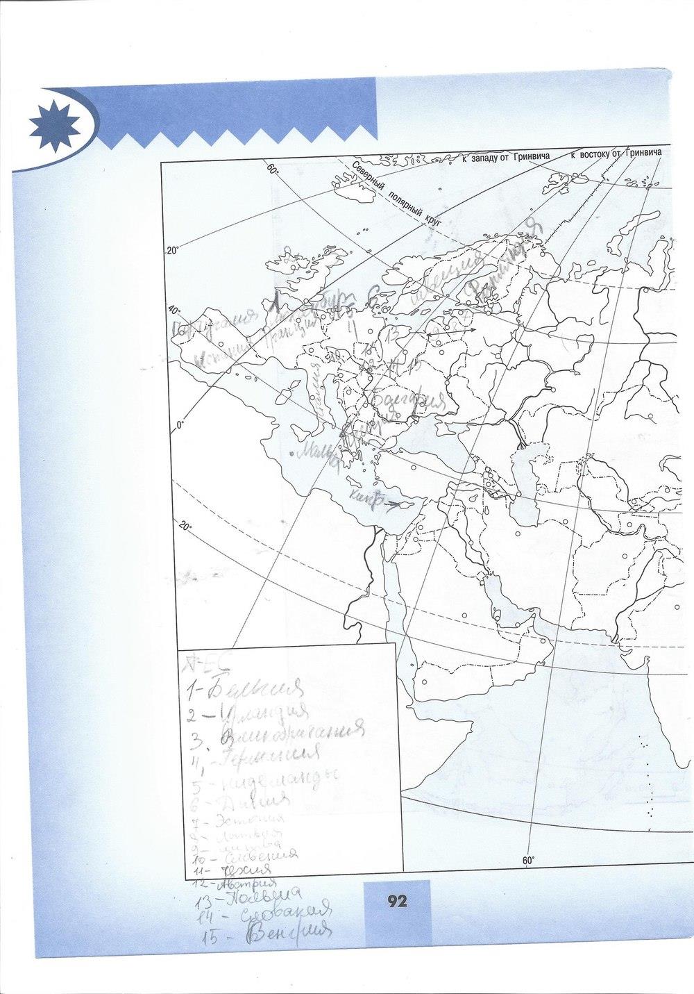 гдз 7 класс тетрадь-тренажер страница 92 география Николина