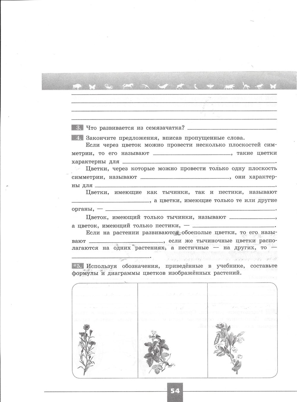 гдз 7 класс рабочая тетрадь страница 54 биология Пасечник, Швецов