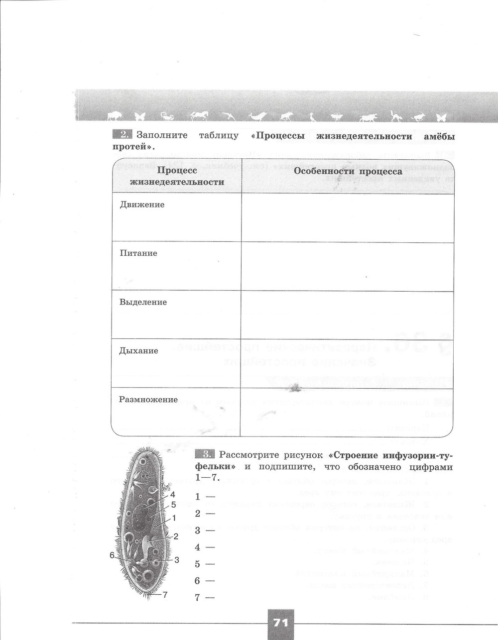 гдз 7 класс рабочая тетрадь страница 71 биология Пасечник, Швецов