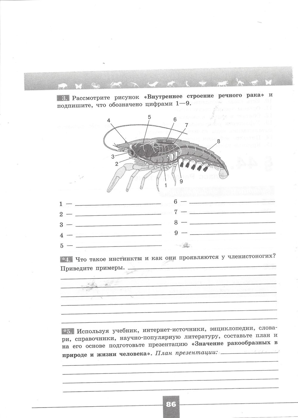 гдз 7 класс рабочая тетрадь страница 86 биология Пасечник, Швецов