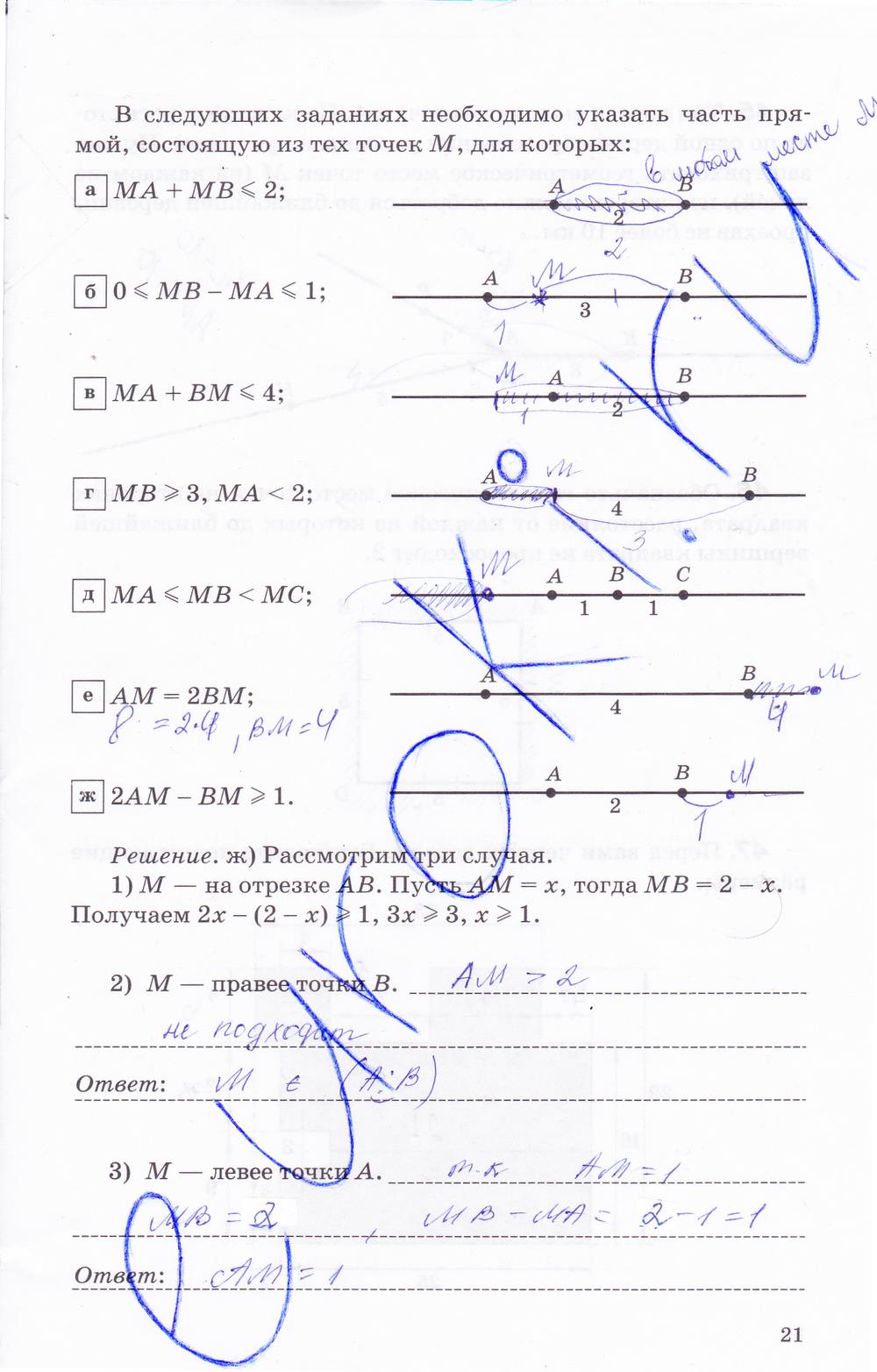 гдз 7 класс рабочая тетрадь страница 21 геометрия Протасов, Шарыгин