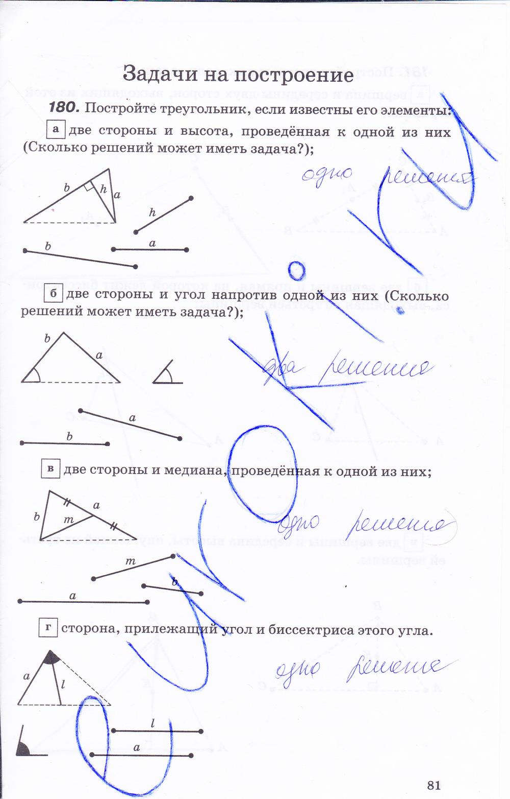 гдз 7 класс рабочая тетрадь страница 81 геометрия Протасов, Шарыгин
