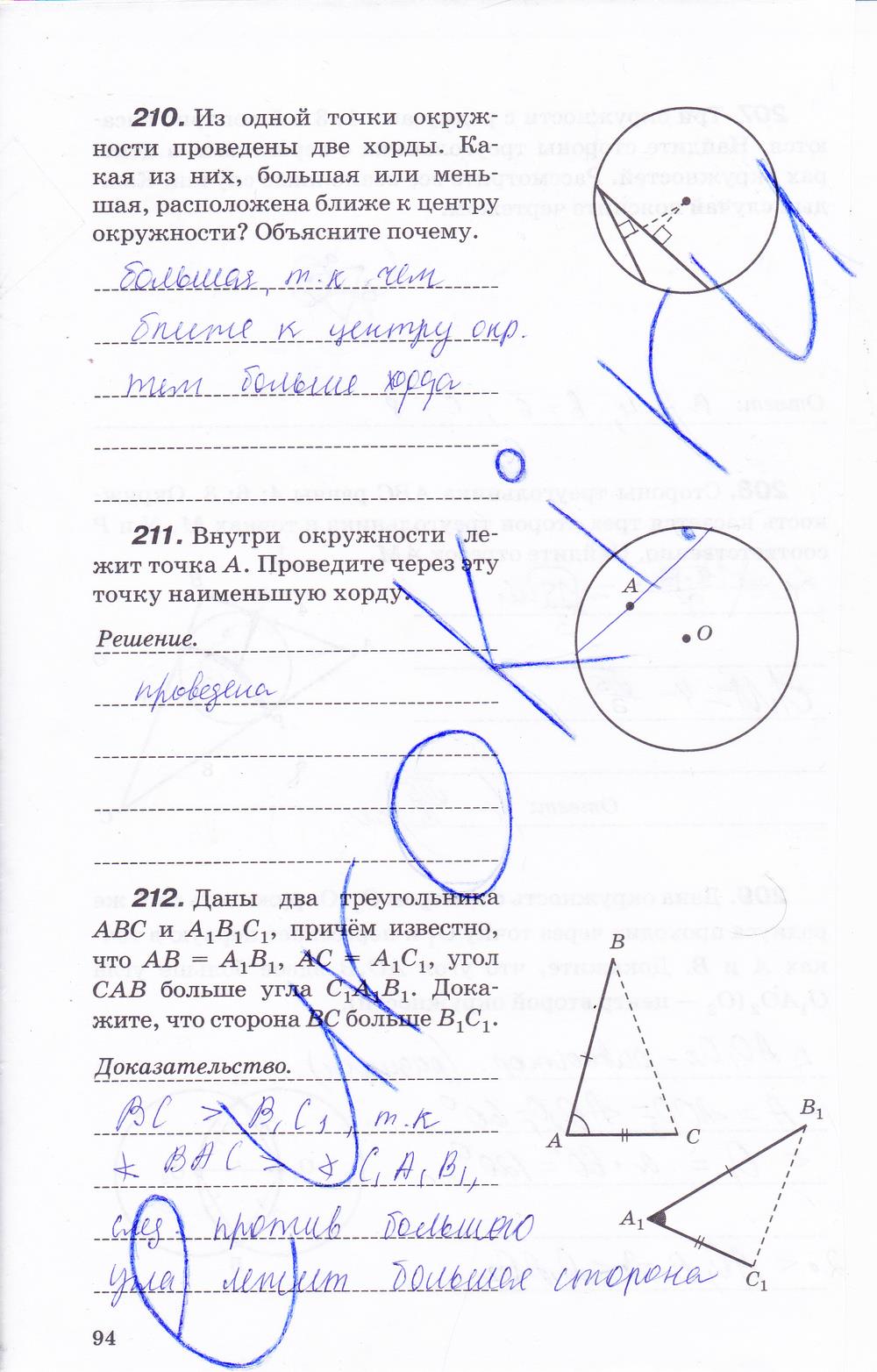 гдз 7 класс рабочая тетрадь страница 94 геометрия Протасов, Шарыгин