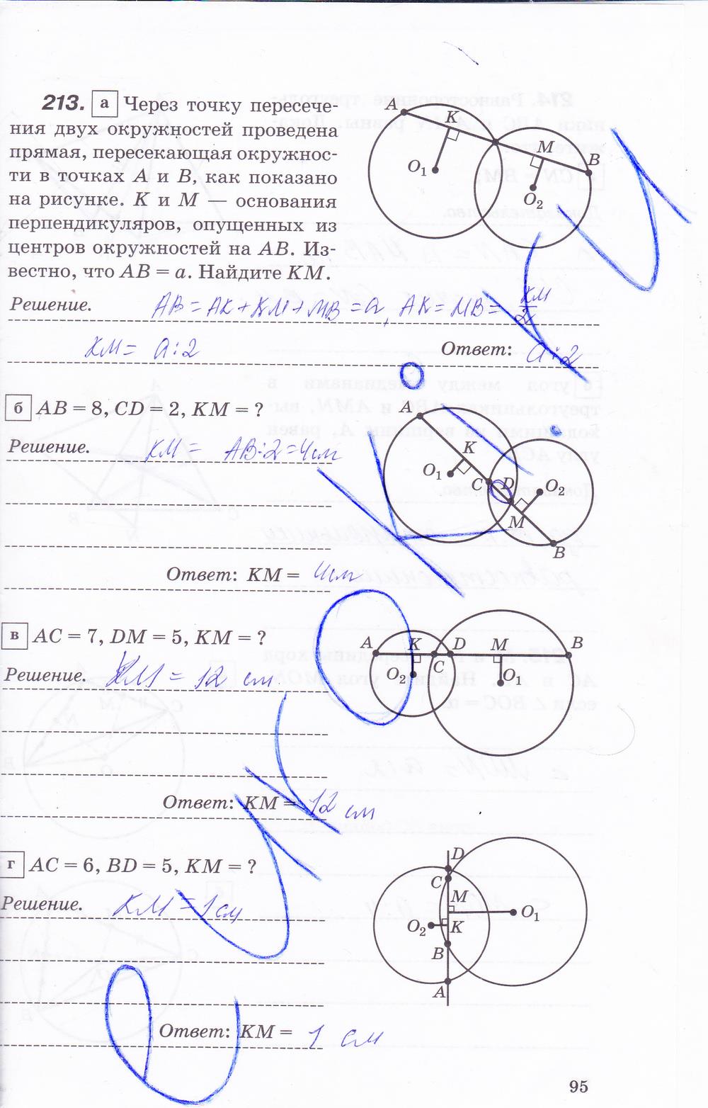 гдз 7 класс рабочая тетрадь страница 95 геометрия Протасов, Шарыгин