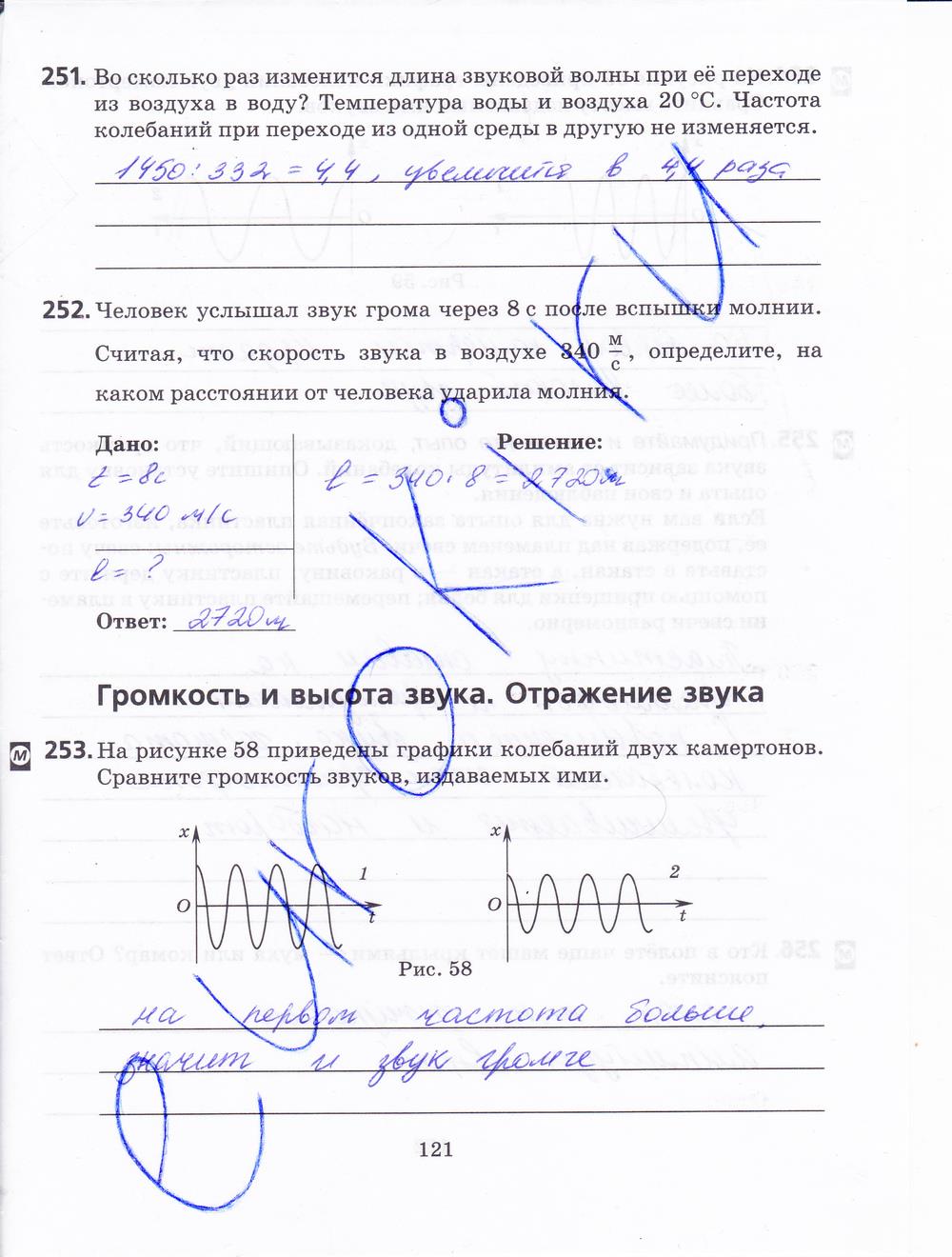 гдз 7 класс рабочая тетрадь страница 121 физика Пурышева, Важеевская