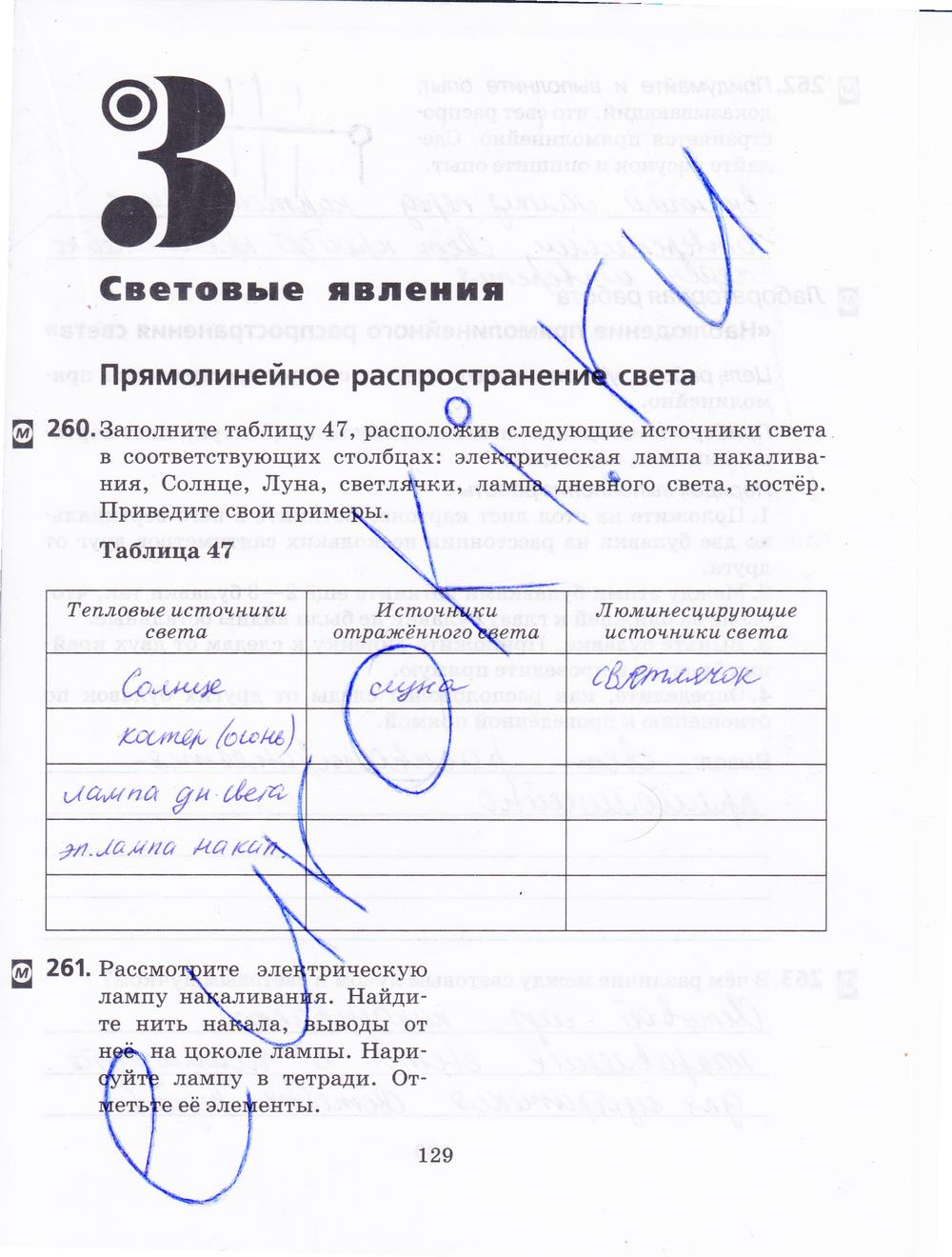 гдз 7 класс рабочая тетрадь страница 129 физика Пурышева, Важеевская