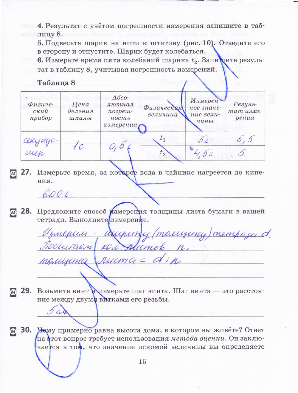 гдз 7 класс рабочая тетрадь страница 15 физика Пурышева, Важеевская