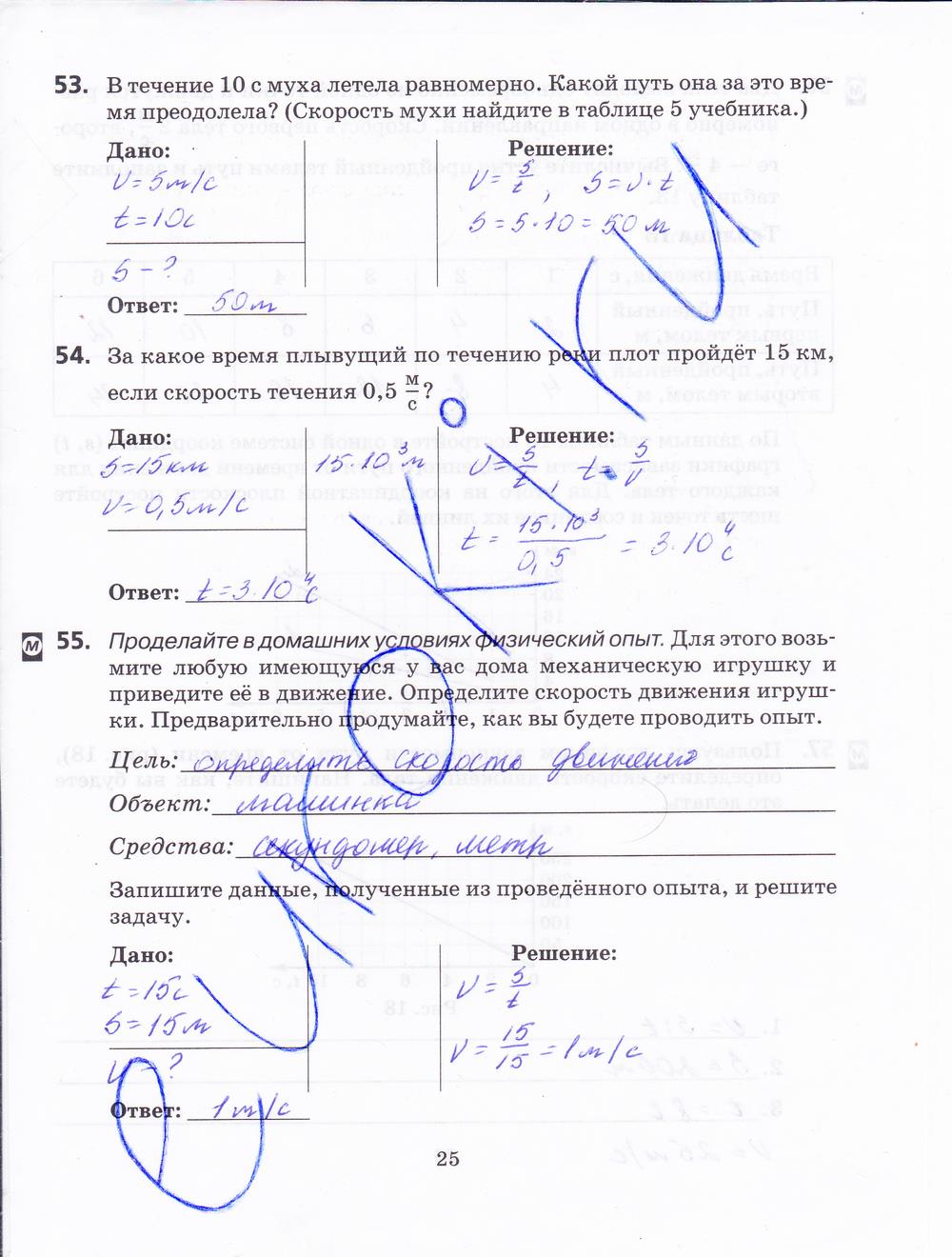 гдз 7 класс рабочая тетрадь страница 25 физика Пурышева, Важеевская