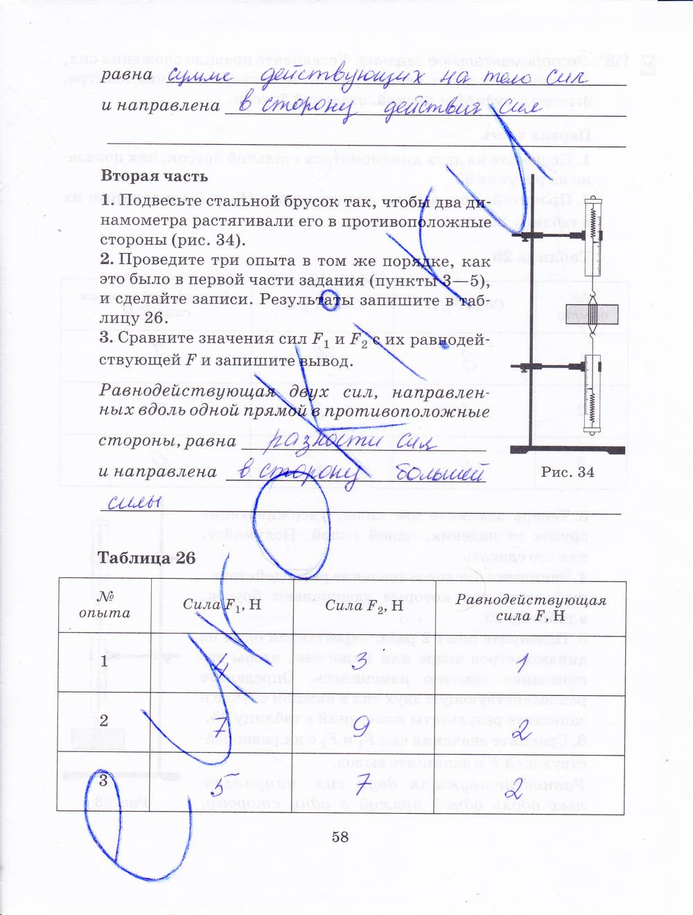 гдз 7 класс рабочая тетрадь страница 58 физика Пурышева, Важеевская