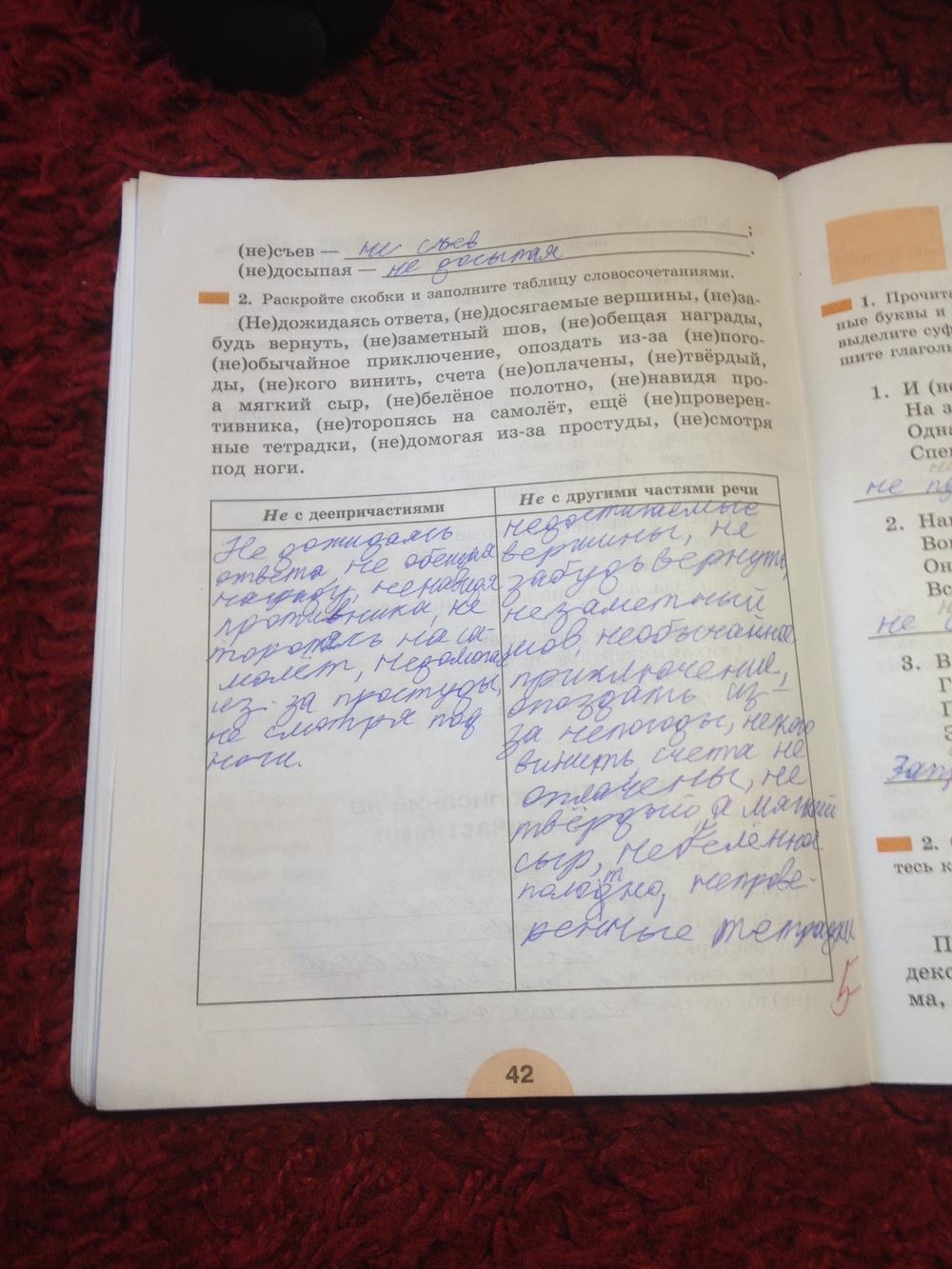гдз 7 класс рабочая тетрадь часть 1 страница 42 русский язык Рыбченкова, Роговик