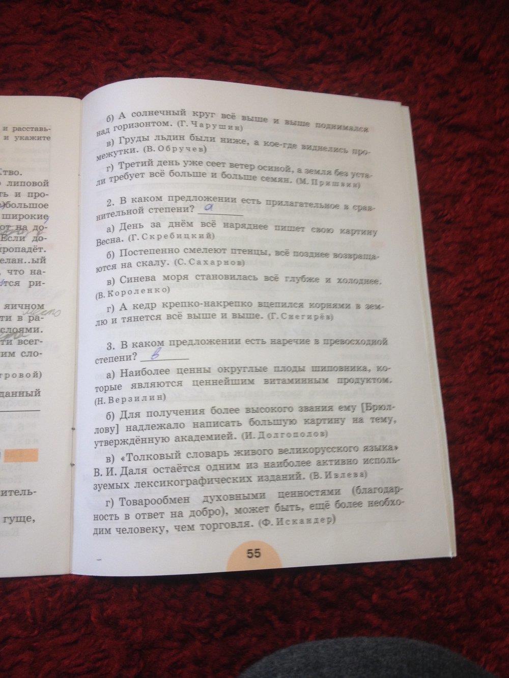 гдз 7 класс рабочая тетрадь часть 1 страница 55 русский язык Рыбченкова, Роговик