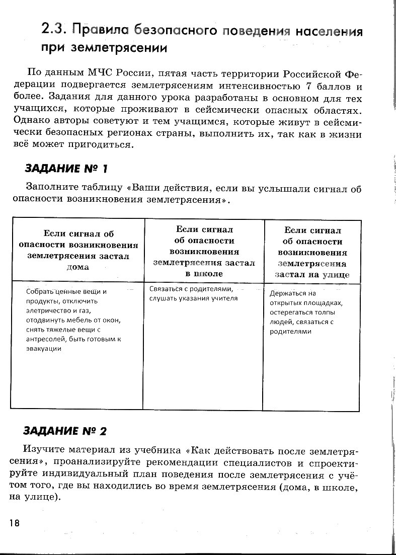 гдз 7 класс рабочая тетрадь страница 18 ОБЖ Смирнов, Хренников, Маслов