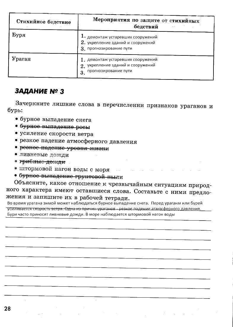 гдз 7 класс рабочая тетрадь страница 28 ОБЖ Смирнов, Хренников, Маслов
