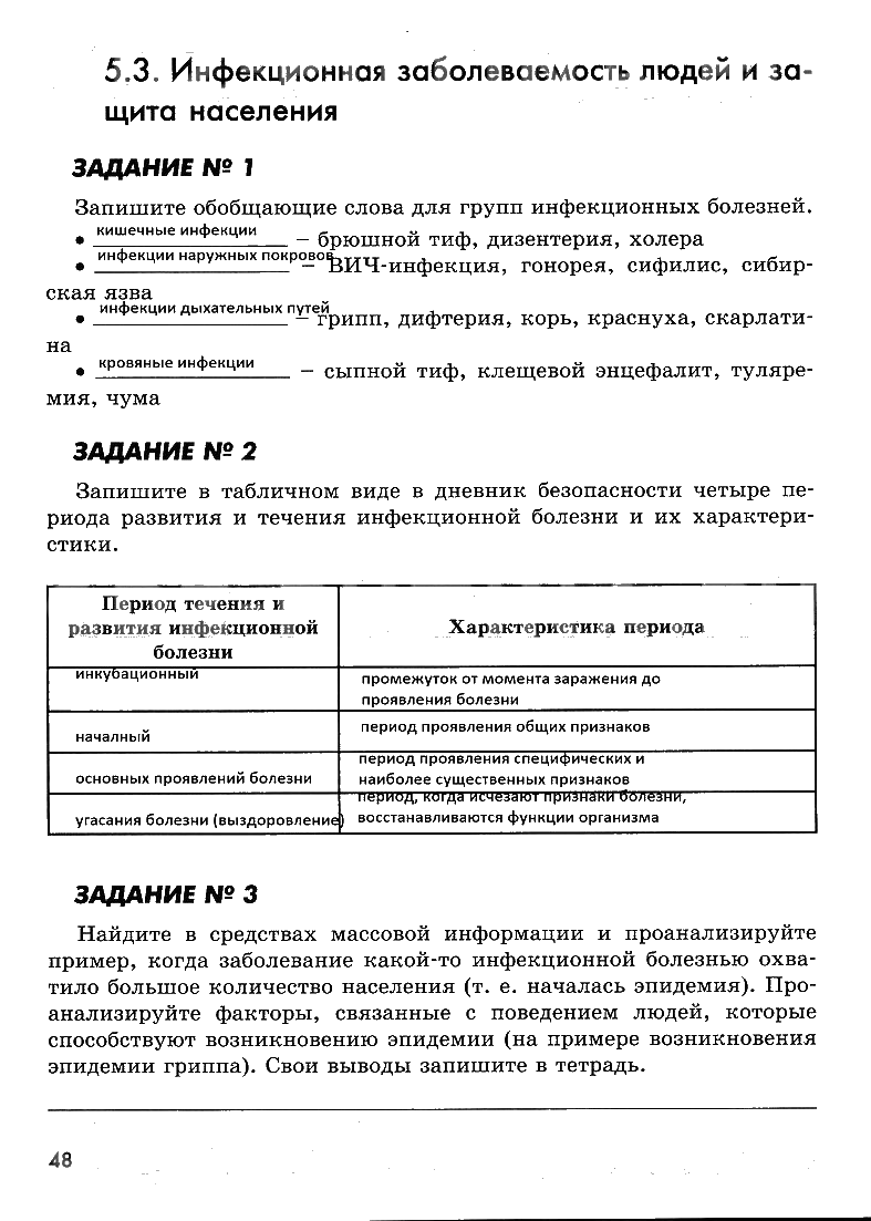 гдз 7 класс рабочая тетрадь страница 48 ОБЖ Смирнов, Хренников, Маслов