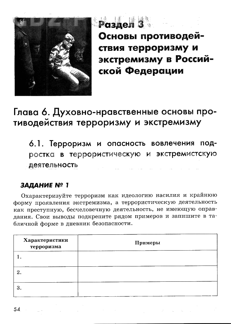 гдз 7 класс рабочая тетрадь страница 54 ОБЖ Смирнов, Хренников, Маслов