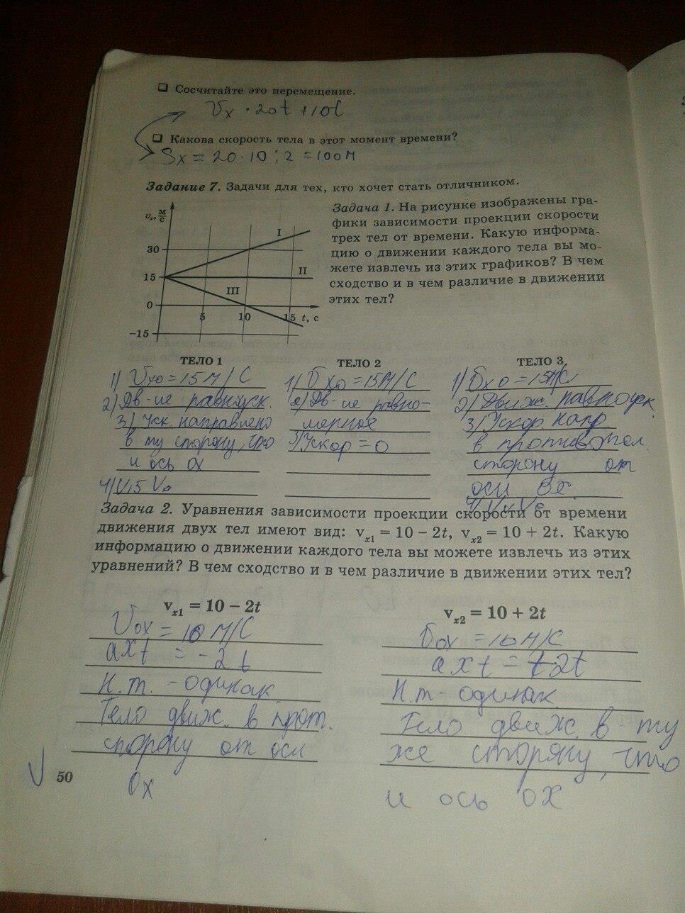гдз 7 класс рабочая тетрадь часть 1 страница 50 физика Степанова