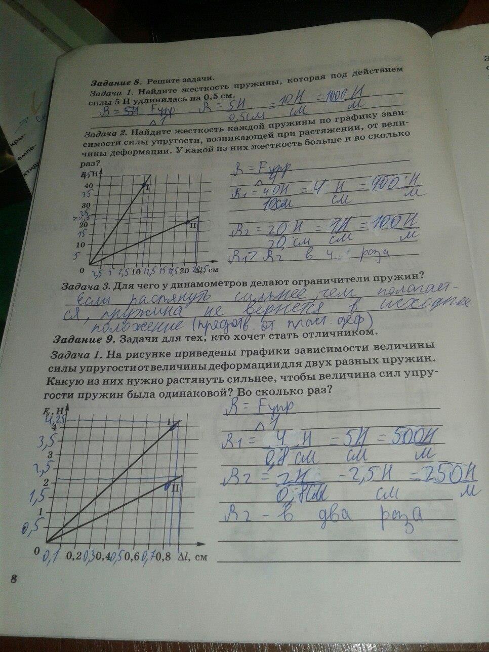 гдз 7 класс рабочая тетрадь часть 2 страница 8 физика Степанова