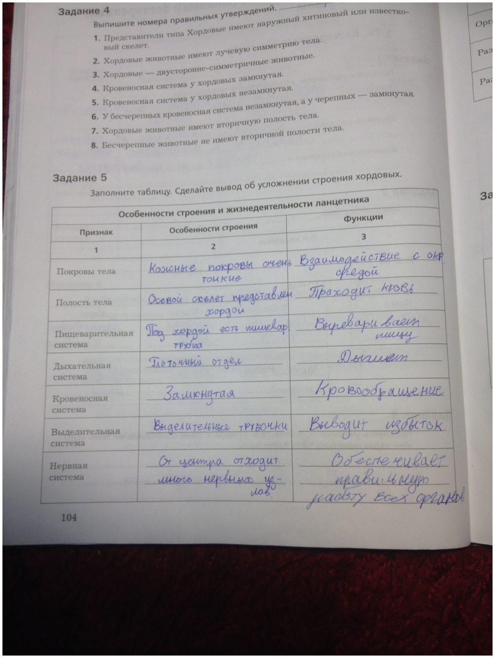 гдз 7 класс рабочая тетрадь часть 1 страница 104 биология Суматохин, Кучменко