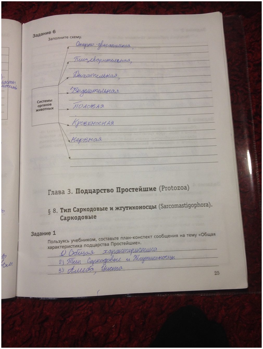 гдз 7 класс рабочая тетрадь часть 1 страница 25 биология Суматохин, Кучменко