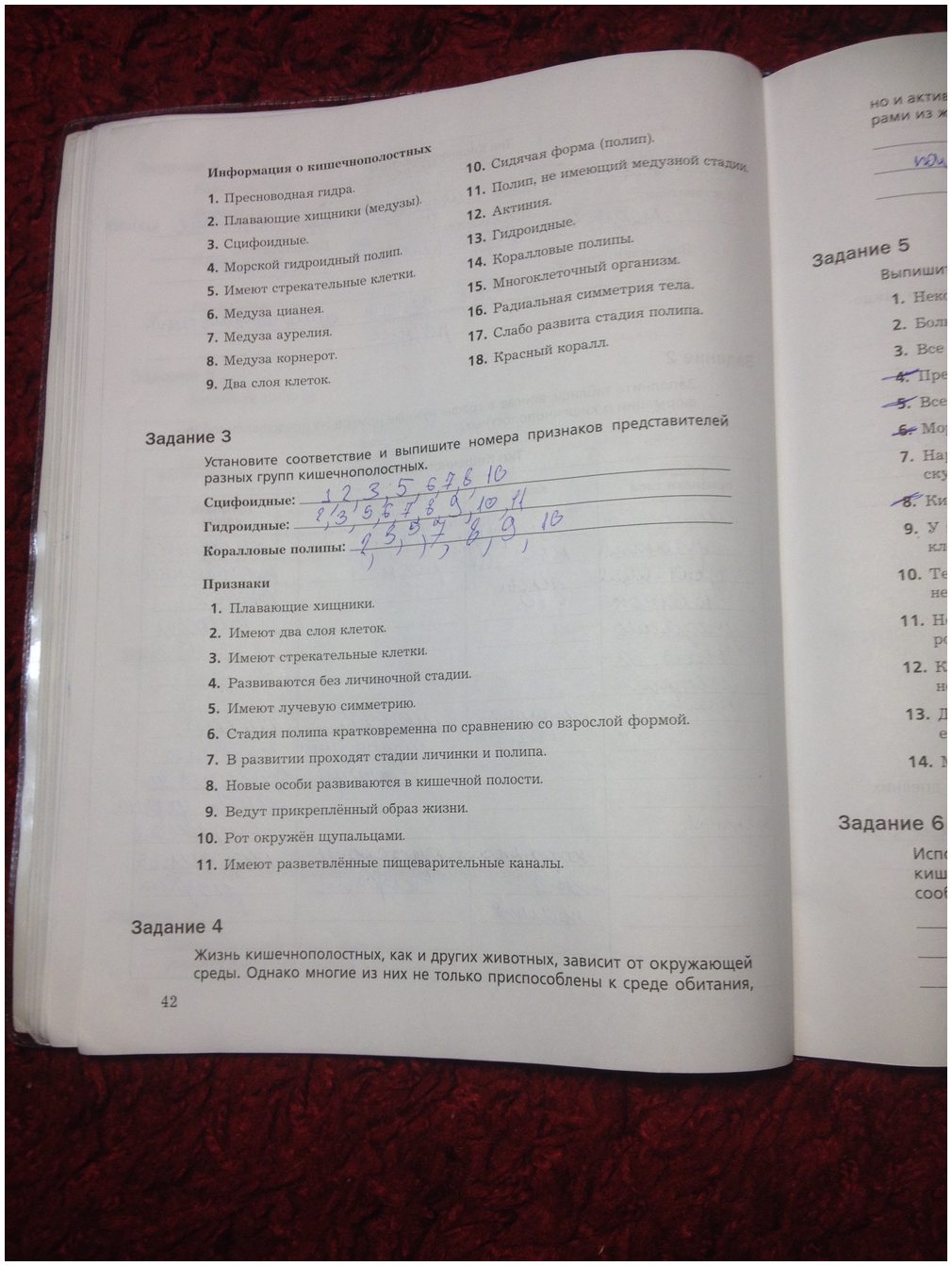 гдз 7 класс рабочая тетрадь часть 1 страница 42 биология Суматохин, Кучменко