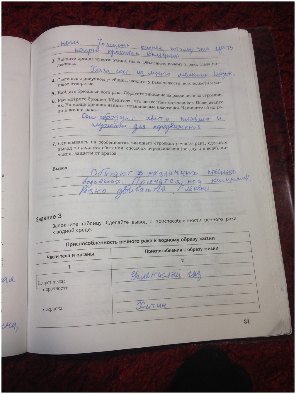 гдз 7 класс рабочая тетрадь часть 1 страница 81 биология Суматохин, Кучменко