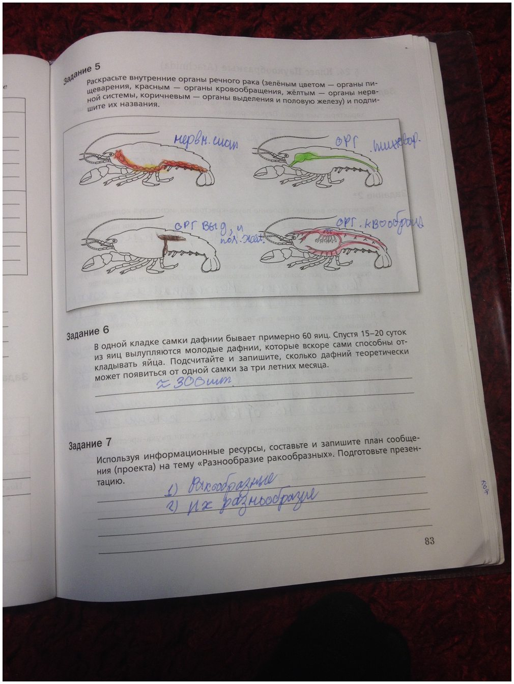гдз 7 класс рабочая тетрадь часть 1 страница 83 биология Суматохин, Кучменко