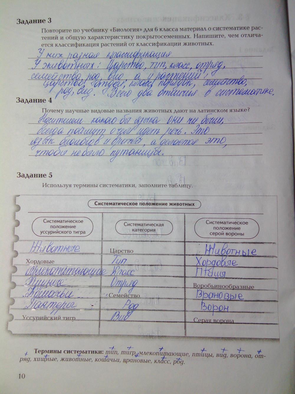 гдз 7 класс рабочая тетрадь часть 1 страница 10 биология Суматохин, Кучменко