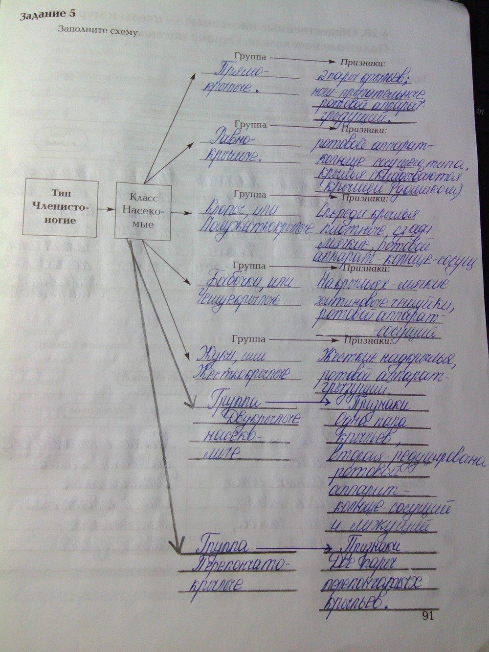 гдз 7 класс рабочая тетрадь часть 1 страница 91 биология Суматохин, Кучменко