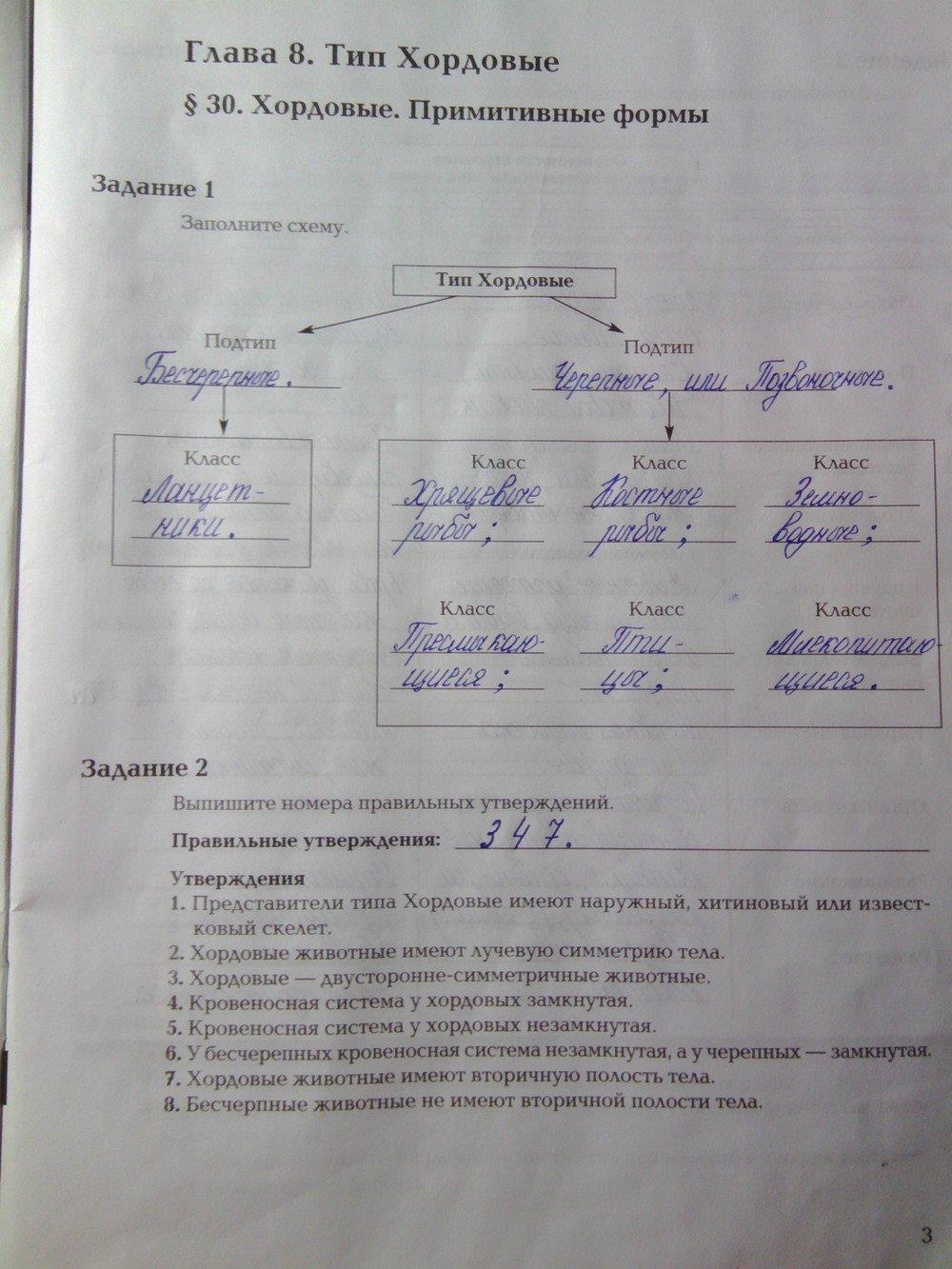 гдз 7 класс рабочая тетрадь часть 2 страница 3 биология Суматохин, Кучменко