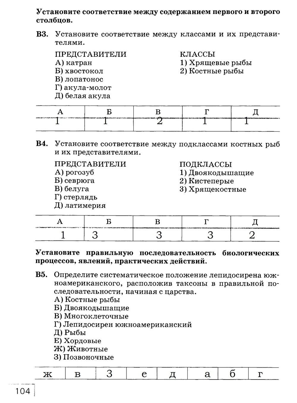 гдз 7 класс рабочая тетрадь страница 104 биология Захаров, Сонин