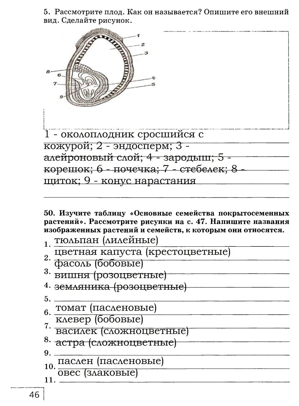 гдз 7 класс рабочая тетрадь страница 46 биология Захаров, Сонин