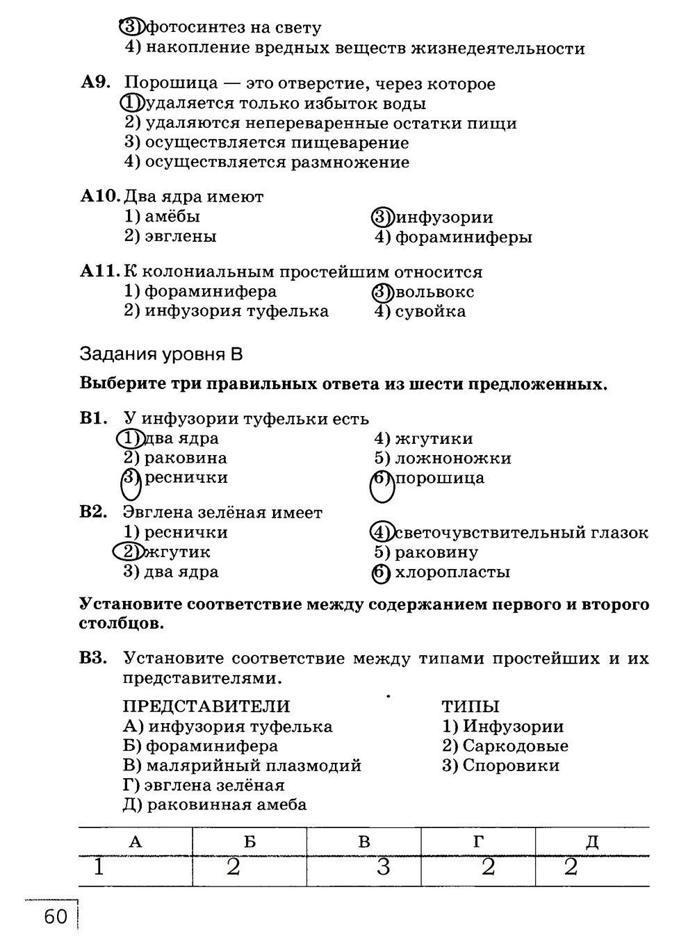 гдз 7 класс рабочая тетрадь страница 60 биология Захаров, Сонин