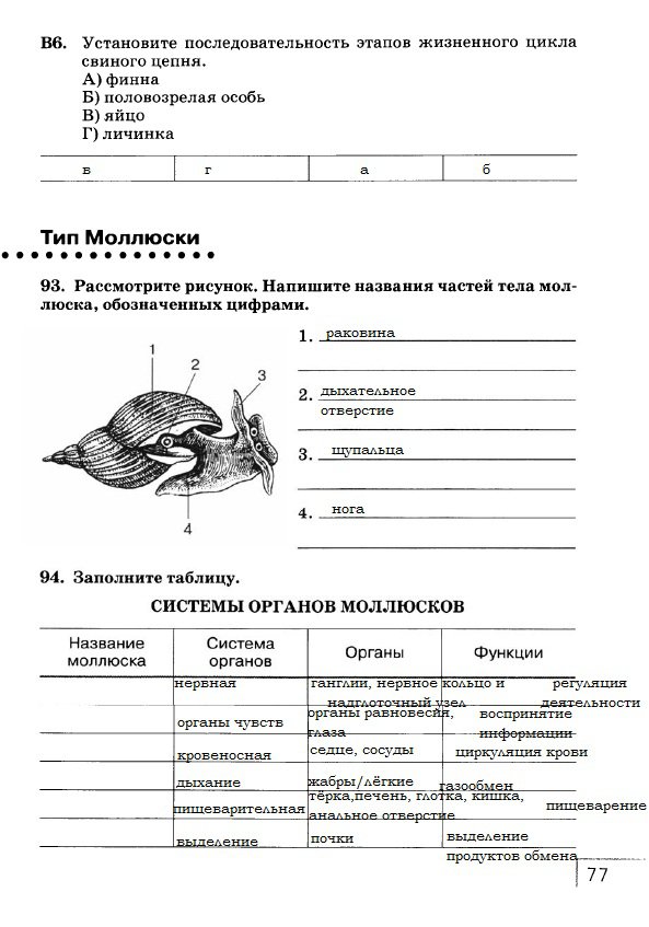 гдз 7 класс рабочая тетрадь страница 77 биология Захаров, Сонин