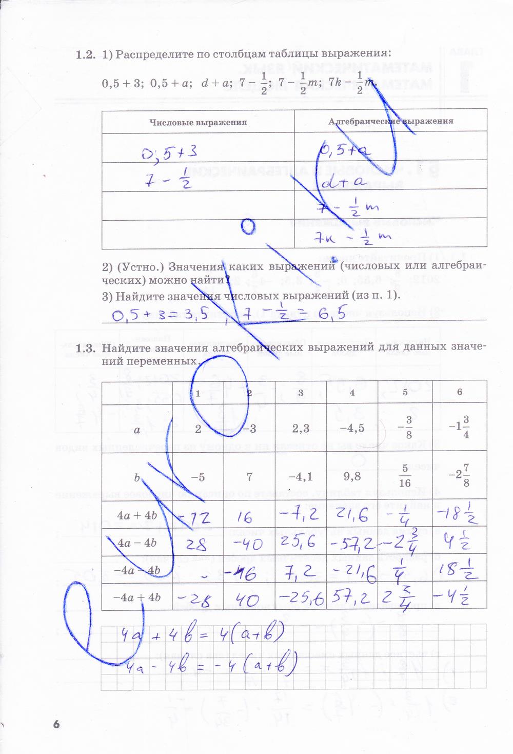 гдз 7 класс рабочая тетрадь часть 1 страница 6 алгебра Зубарева, Мильштейн