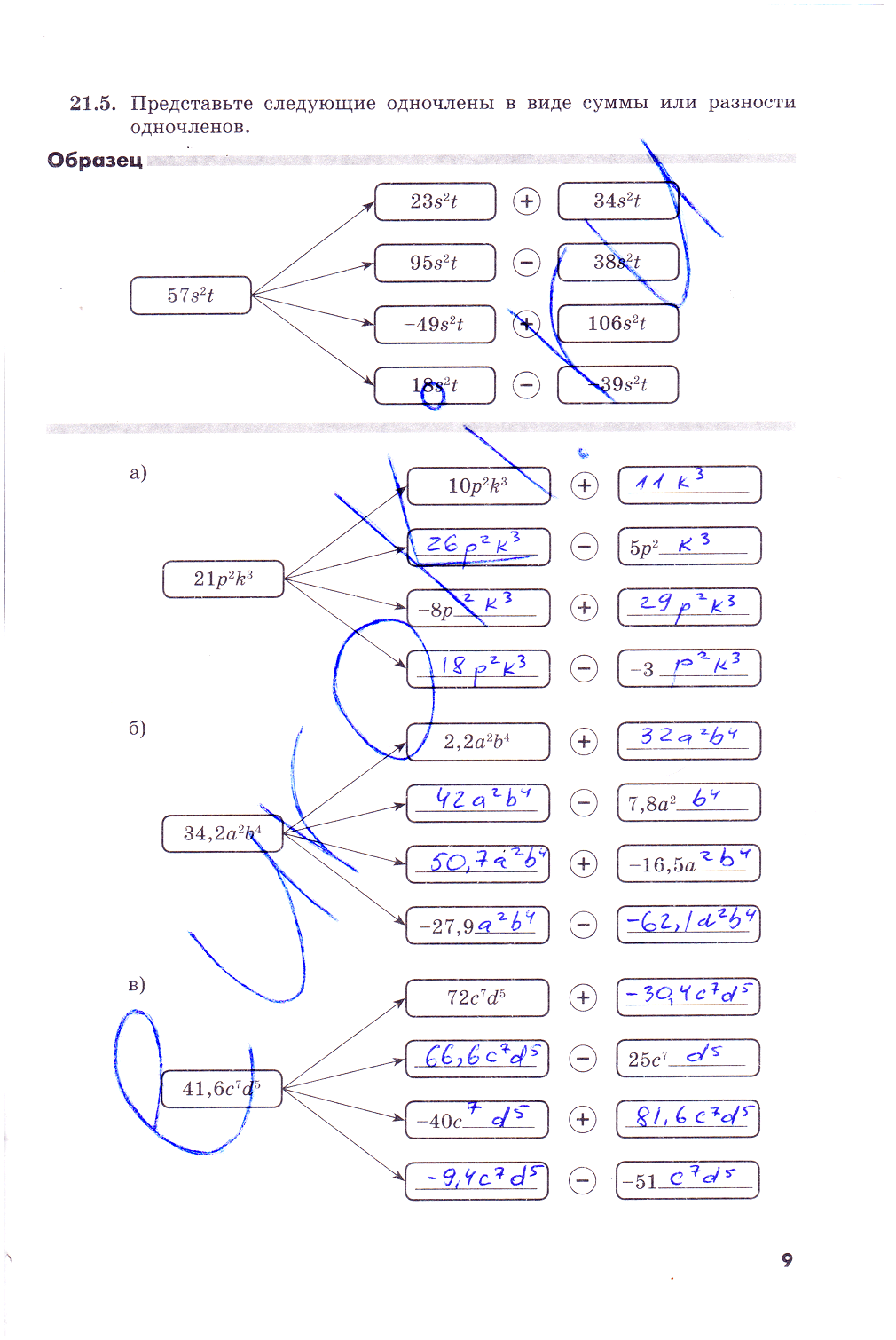 гдз 7 класс рабочая тетрадь часть 2 страница 9 алгебра Зубарева, Мильштейн