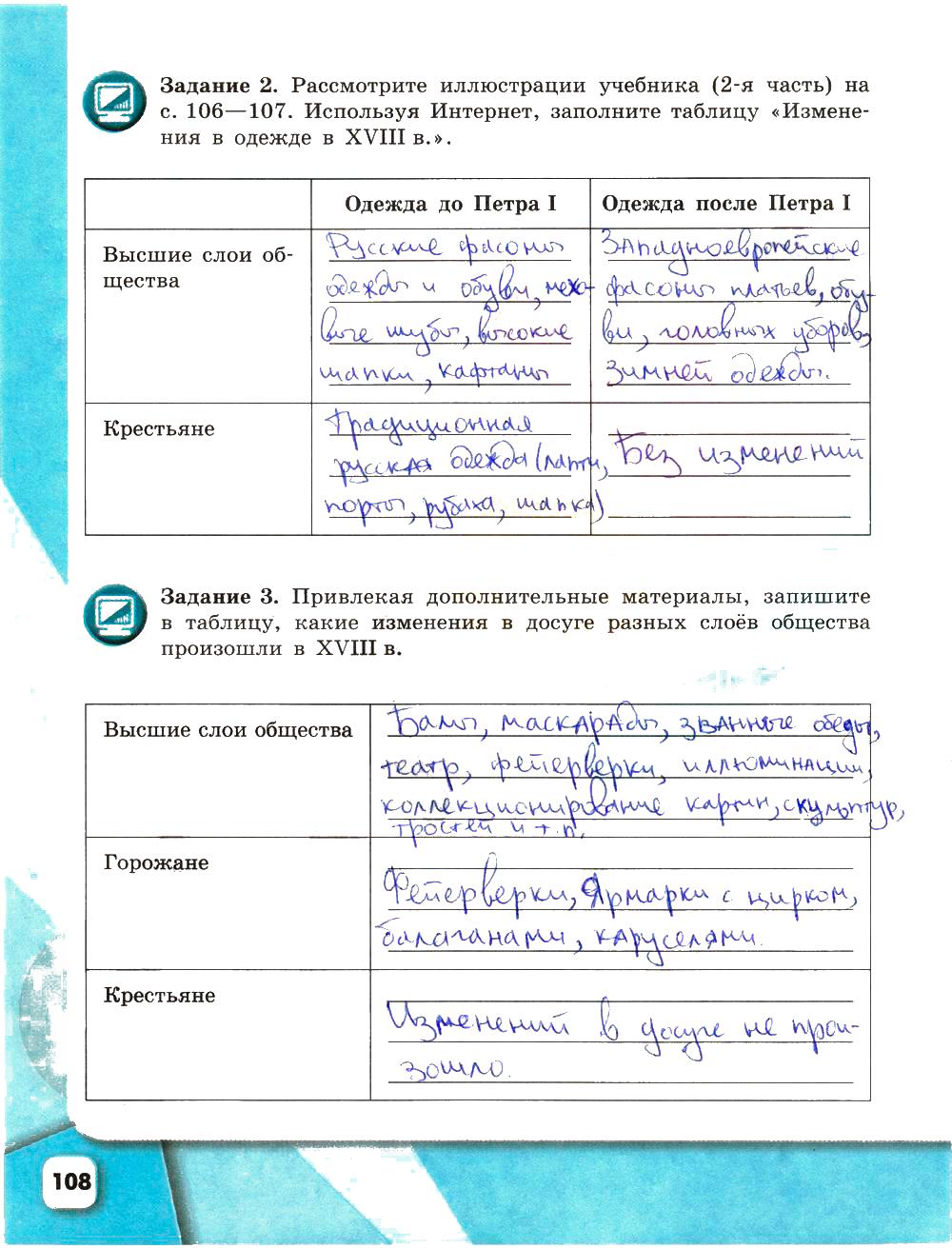 гдз 8 класс рабочая тетрадь страница 108 история Артасов, Данилов