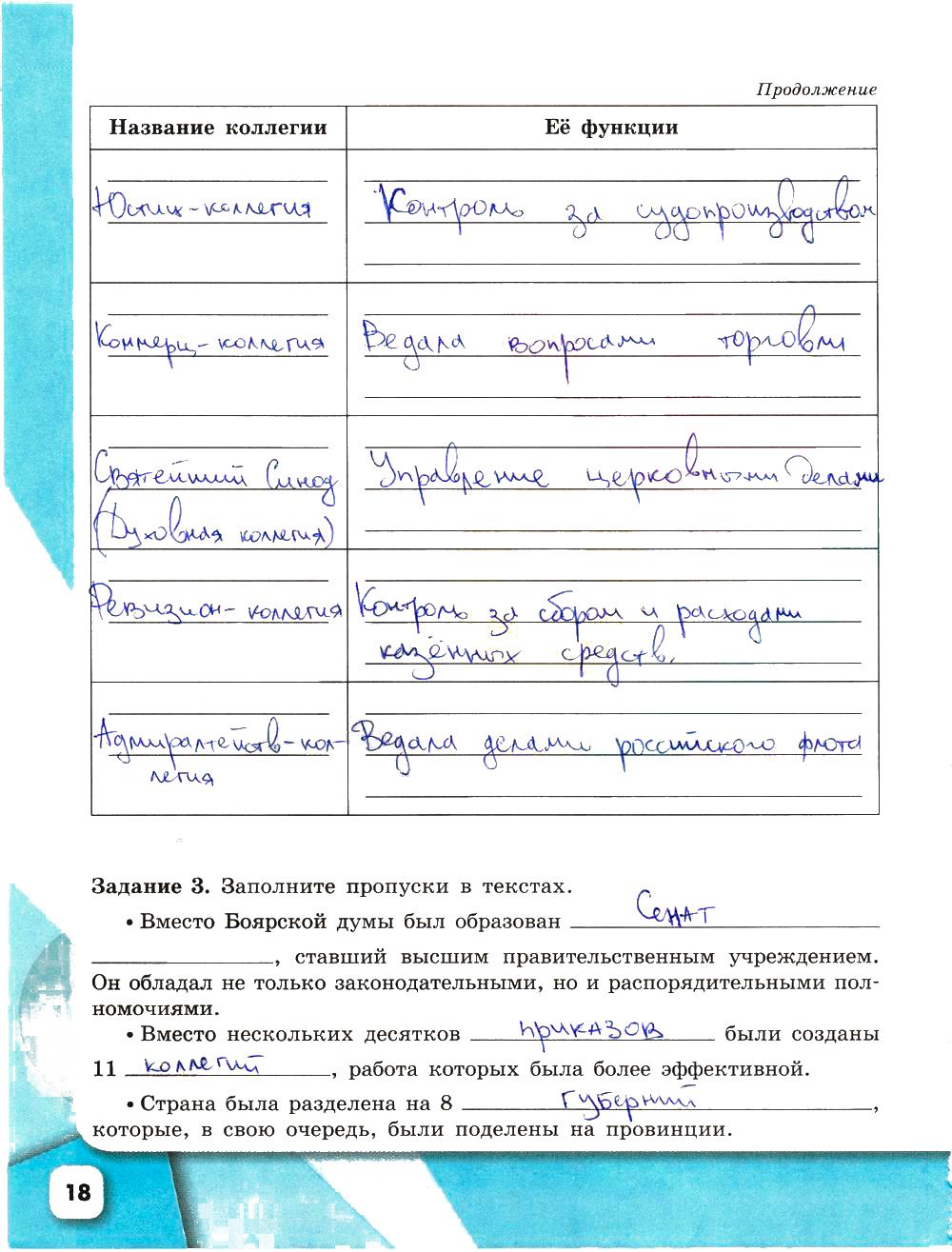 гдз 8 класс рабочая тетрадь страница 18 история Артасов, Данилов