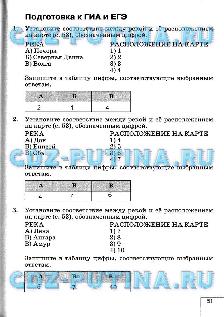 гдз 8 класс рабочая тетрадь страница 51 география Баринова