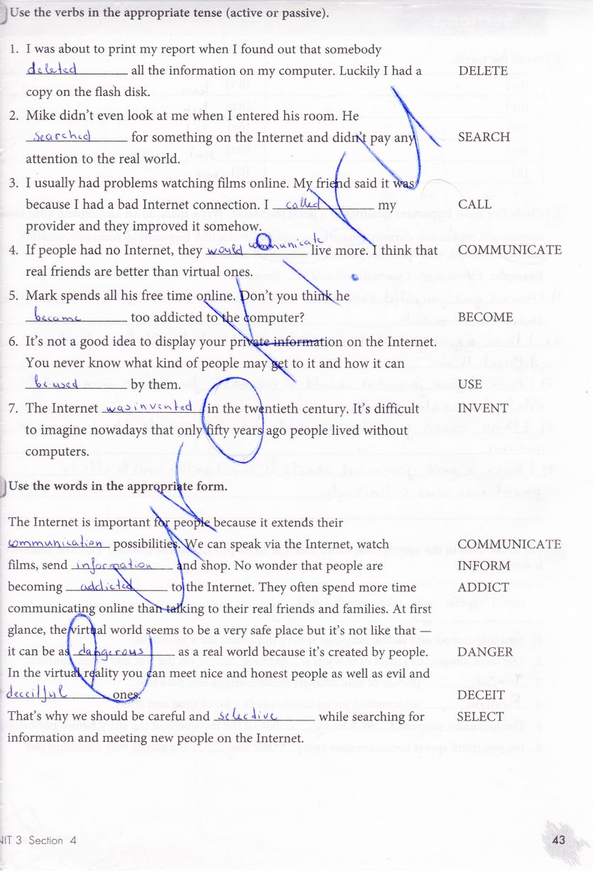 гдз 8 класс рабочая тетрадь страница 43 английский язык Биболетова, Бабушис